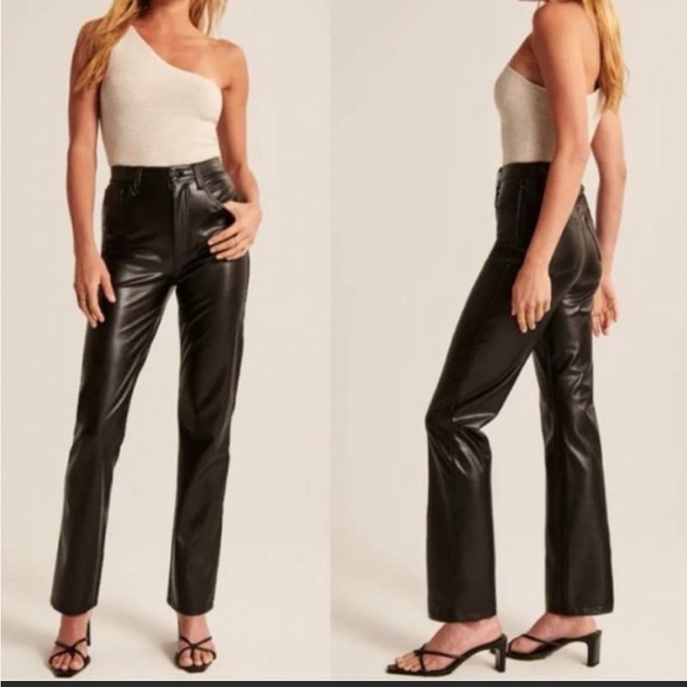Abercrombie & Fitch The 90's Ultra High Rise Black Faux Leather Pants 23